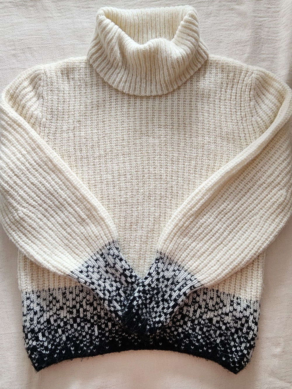 Marc Cain Alpaca Wool Chunky Ribbed Turtleneck Sweater Cream Black N4 M